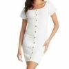 Top 10 🧨 Roxy Snow White Square Neck Button-Up Bodycon 👗 Dress - Juniors ⭐