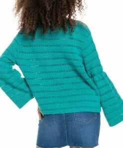 Best Sale 🛒 Roxy Latigo Bay Teal Stripe Aloha Band Sweater - Juniors ✨ -Hot Sale Roxy Shop zu101002535 alt 2 tm1637932297