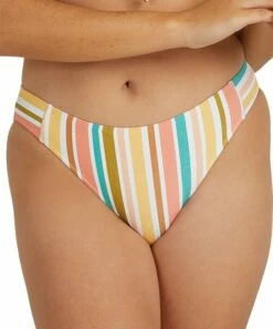 Buy 🌟 Roxy Bright White Aloha Stripe High-Rise 👙 Bikini Bottoms - Juniors 🔥