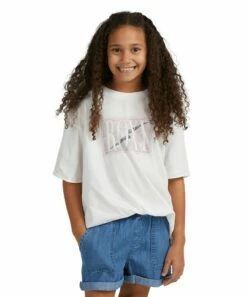 Budget 👏 Roxy Snow White 'Roxy' Short-Sleeve Tee - 👧 Girls 🌟