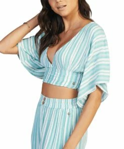 Promo 🛒 Roxy Latigo Bay Stripe Dolman-Sleeve V-Neck Crop Top - Juniors ✨ -Hot Sale Roxy Shop zu101007580 alt 3 tm1638646637