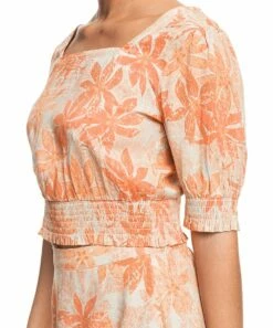 Flash Sale ✔️ Roxy Tapioca Pure Sunshine Puff-Sleeve Square Neck Crop Top - Juniors ✔️