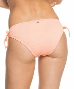 Deals ⌛ Roxy Peach Amber Ribbed Tie-Detail Mid-Rise 👙 Bikini Bottoms - Juniors ⌛ -Hot Sale Roxy Shop zu101871644 alt 2 tm1638645387