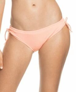 Deals ⌛ Roxy Peach Amber Ribbed Tie-Detail Mid-Rise 👙 Bikini Bottoms - Juniors ⌛ -Hot Sale Roxy Shop zu101871644 alt 3 tm1638645387