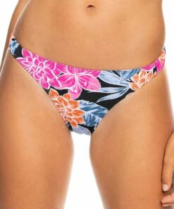 Cheap 🤩 Roxy Anthracite Multicolor Tropical Cheeky Mid-Rise 👙 Bikini Bottoms - Juniors 🤩