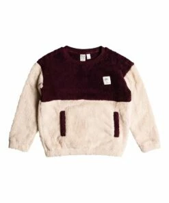 Buy ๐งจ Roxy Tapioca & Brown Color Block Polar Fleece Sweatshirt - ๐ง Girls ๐
