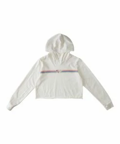 Wholesale 🌟 Roxy Snow White Stripe Heart Cropped Lightweight Hoodie - 👧 Girls 👏