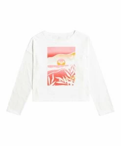 Best Sale ๐คฉ Roxy Snow White & Pink Scenic Desert Organic Cotton Long-Sleeve Tee - ๐ง Girls โจ