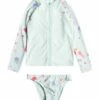 Promo 🔔 Roxy Fair Aqua Sea Party Zip-Up Long-Sleeve Rashguard Set - Toddler 🧨