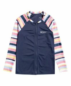 Top 10 ๐ฏ Roxy Navy & Heather Rose Stripe Long-Sleeve Zip-Up Rashguard - ๐ง Girls โค๏ธ