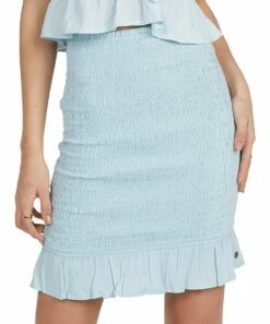 Best reviews of ๐ Roxy Cool Blue Ruffle-Hem Tell Me Pencil ๐ Skirt - Juniors โจ