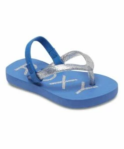Hot Sale 👍 Roxy Blue Jay & Silvertone Viva Sparkle 🩴 Sandal - 👧 Girls ✨