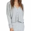 Hot Sale 🥰 Roxy Heritage Heather Ribbed V-Neck Lazy Day Cardigan - Juniors 🌟