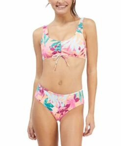 Discount ๐ Roxy Cantaloupe Tropical Athletic Bralette ๐ Bikini Top - Juniors ๐