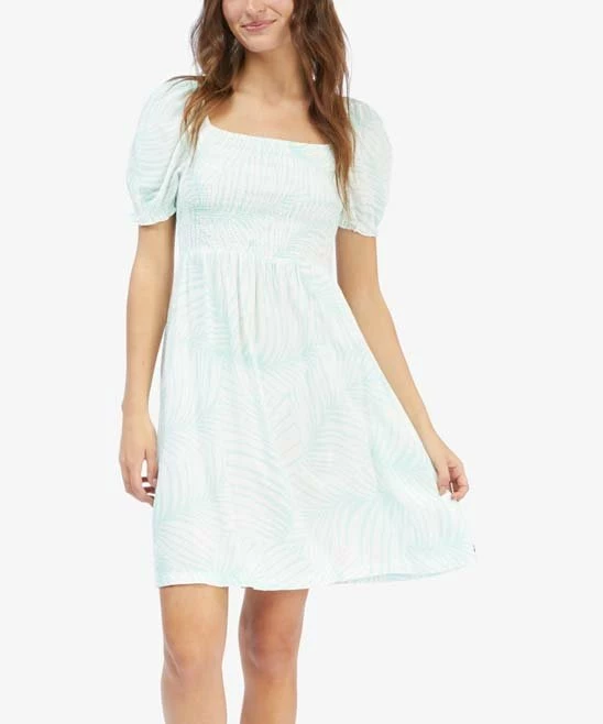 Brand new 🔥 Roxy Brook Green Palm Tree Hello Petal Puff-Sleeve A-Line 👗 Dress - Juniors 👏 2 Brand new 🔥 Roxy Brook Green Palm Tree Hello Petal Puff-Sleeve A-Line 👗 Dress - Juniors 👏 - Image 2