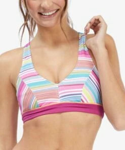 Discount โ๏ธ Roxy Bright White Tropical Active Halter ๐ Bikini Top - Juniors โค๏ธ