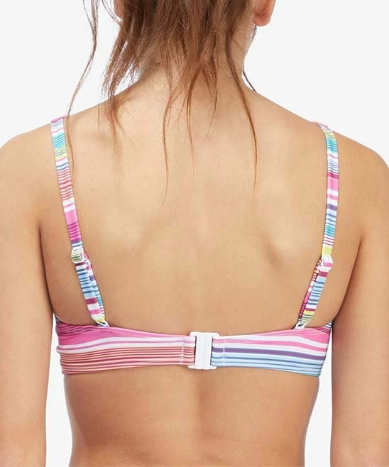Outlet ⌛ Roxy Bright White Tropical Stripe Active 👙 Bikini Top - Juniors ✨ 2 Outlet ⌛ Roxy Bright White Tropical Stripe Active 👙 Bikini Top - Juniors ✨ - Image 2