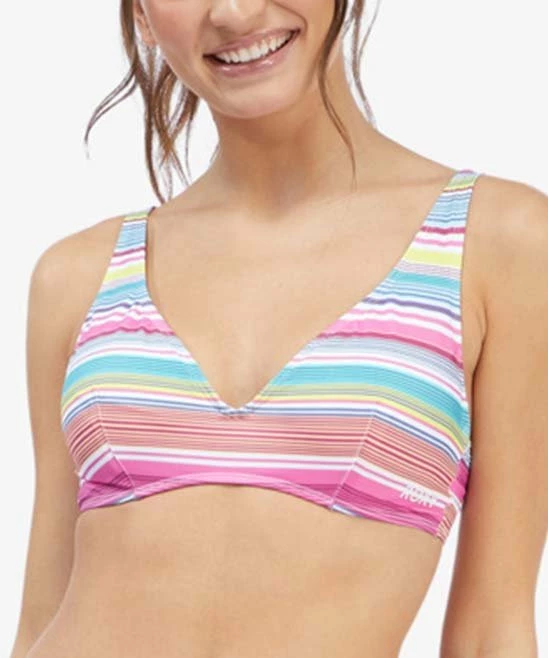 Outlet ⌛ Roxy Bright White Tropical Stripe Active 👙 Bikini Top - Juniors ✨ 1 Outlet ⌛ Roxy Bright White Tropical Stripe Active 👙 Bikini Top - Juniors ✨