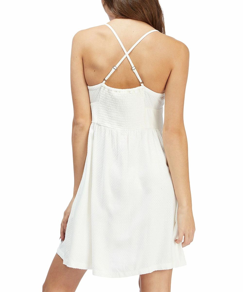 Coupon ❤️ Roxy Snow White Smocked Golden Lights Sleeveless V-Neck 👗 Dress - Juniors 😉 4 Coupon ❤️ Roxy Snow White Smocked Golden Lights Sleeveless V-Neck 👗 Dress - Juniors 😉 - Image 4