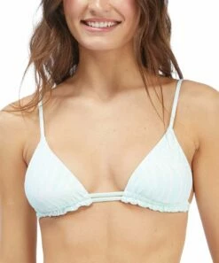 Outlet ๐ Roxy Brook Green Palm Tree Dreams Reversible Triangle ๐ Bikini Top - Juniors ๐