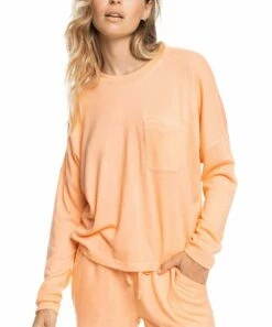 Best Sale 🎉 Roxy Cantaloupe Just Perfection Sweatshirt - Juniors ✔️