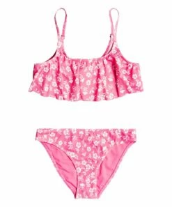 Best Pirce 🔔 Roxy Pink Guava Splendid Dream Ruffle 👙 Bikini - 👧 Girls 🤩