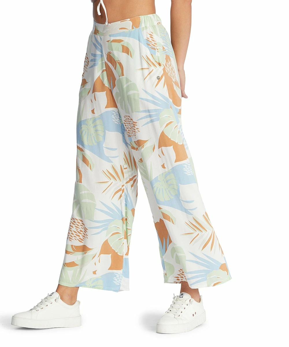 Outlet 👍 Roxy Bright White & Light Blue Floral Midnight Avenue Wide-Leg Pants - Juniors 🎉 4 Outlet 👍 Roxy Bright White & Light Blue Floral Midnight Avenue Wide-Leg Pants - Juniors 🎉 - Image 4
