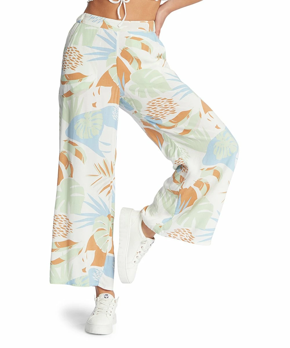 Outlet 👍 Roxy Bright White & Light Blue Floral Midnight Avenue Wide-Leg Pants - Juniors 🎉 5 Outlet 👍 Roxy Bright White & Light Blue Floral Midnight Avenue Wide-Leg Pants - Juniors 🎉 - Image 5