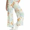 Outlet 👍 Roxy Bright White & Light Blue Floral Midnight Avenue Wide-Leg Pants - Juniors 🎉