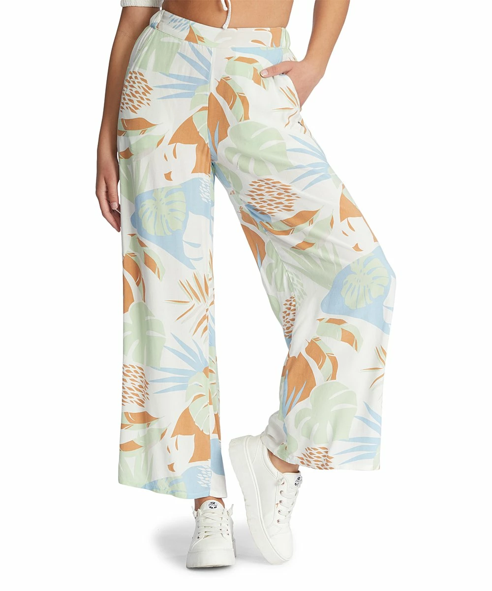 Outlet 👍 Roxy Bright White & Light Blue Floral Midnight Avenue Wide-Leg Pants - Juniors 🎉 1 Outlet 👍 Roxy Bright White & Light Blue Floral Midnight Avenue Wide-Leg Pants - Juniors 🎉