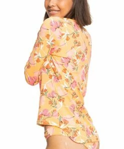Buy 😀 Roxy Yellow Floral Sea Skippin' Long-Sleeve Rashguard - Juniors 🧨 -Hot Sale Roxy Shop zu106641281 alt 1 tm1657287674