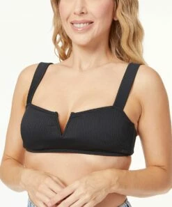 Top 10 ๐ Roxy Anthracite Ribbed ๐ Bikini Top - Juniors ๐