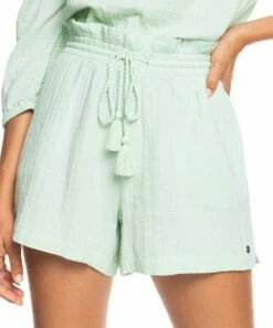 Discount 🤩 Roxy Pastel Green Tassel-Accent High-Rise Pop Sun Shorts - Juniors 🥰 -Hot Sale Roxy Shop zu106641364 main tm1657032744