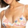 Wholesale 🧨 Roxy Bright White & Pink Floral Beach Classics Triangle 👙 Bikini Top - Juniors 🌟