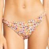 Outlet ⌛ Roxy Pastel Rose Floral Beach Classics Hipster 👙 Bikini Bottoms - Juniors 😉