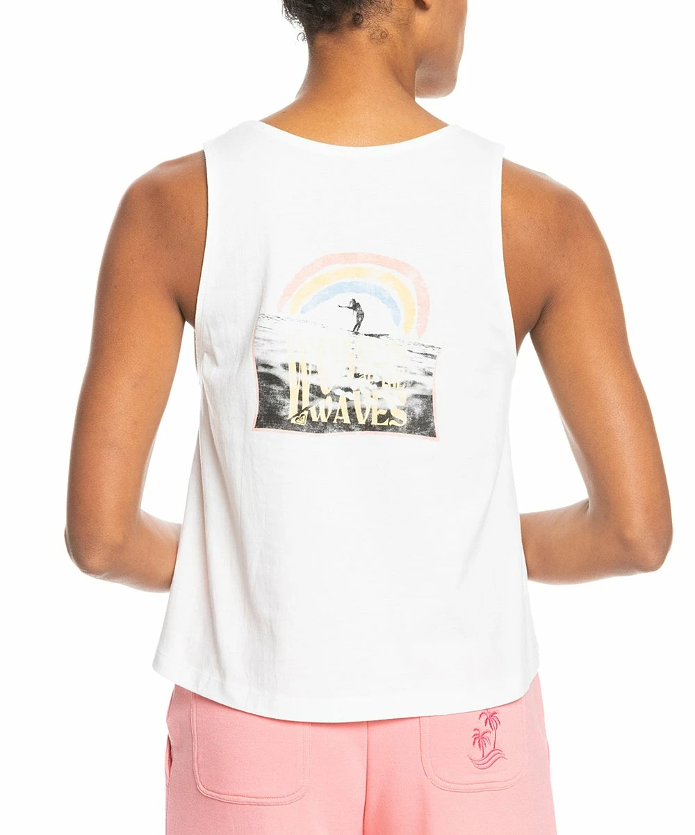 Best deal 🥰 Roxy White & Yellow Rainbow 'Women Of The Waves' Tank - Juniors 🔥 1 Best deal 🥰 Roxy White & Yellow Rainbow 'Women Of The Waves' Tank - Juniors 🔥
