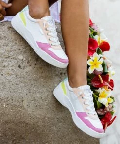 Best Pirce ๐ Roxy White & Fuchsia Harper ๐ Sneaker - ๐ฉ Women ๐ฅ