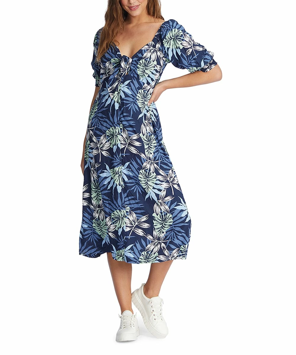 Cheapest โญ Roxy Indigo Seaside Floral V-Neck Evening Delight Midi ๐ Dress - Juniors โค๏ธ 1 Cheapest โญ Roxy Indigo Seaside Floral V-Neck Evening Delight Midi ๐ Dress - Juniors โค๏ธ