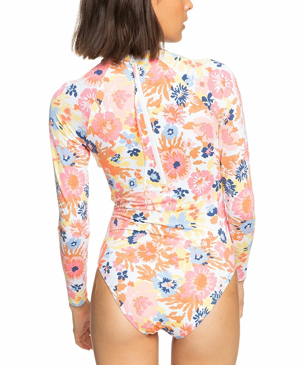 Wholesale ๐ฅ Roxy Bright White & Pink Floral Long-Sleeve One-Piece - Juniors ๐ฅฐ 3 Wholesale ๐ฅ Roxy Bright White & Pink Floral Long-Sleeve One-Piece - Juniors ๐ฅฐ - Image 3