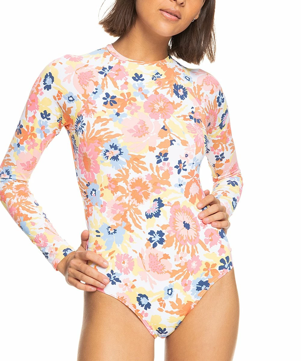 Wholesale ๐ฅ Roxy Bright White & Pink Floral Long-Sleeve One-Piece - Juniors ๐ฅฐ 1 Wholesale ๐ฅ Roxy Bright White & Pink Floral Long-Sleeve One-Piece - Juniors ๐ฅฐ