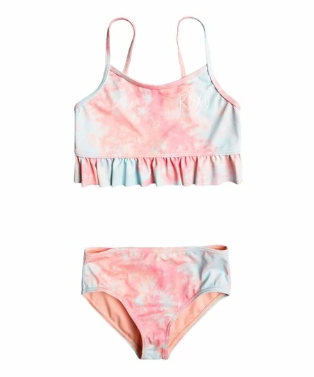 Discount 💯 Roxy Mint & Peach Tie-Dye Ruffled 👙 Bikini - Toddler & 👧 Girls ✔️ 1 Discount 💯 Roxy Mint & Peach Tie-Dye Ruffled 👙 Bikini - Toddler & 👧 Girls ✔️