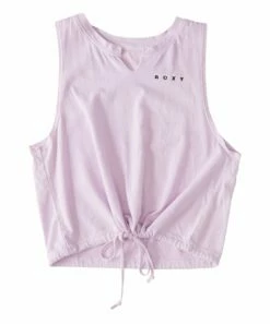 Hot Sale ✔️ Roxy Lavender 'Roxy' Tie-Hem Crop Tank - 👧 Girls 🎁