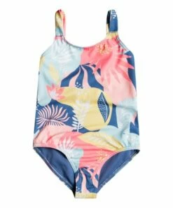 Cheapest 💯 Roxy Peach & Blue Abstract Foliage One-Piece - Toddler & 👧 Girls 👏
