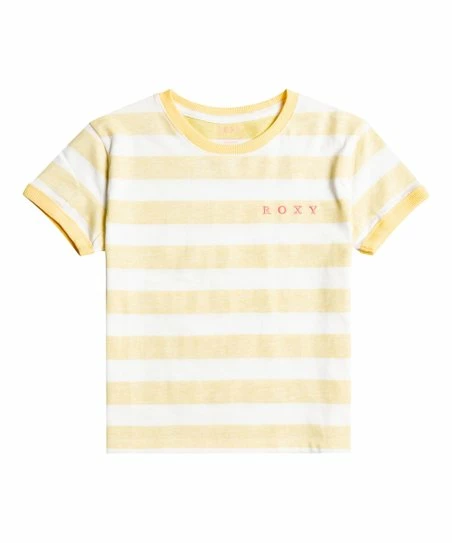 New 🤩 Roxy Sun & White Stripe 'Roxy' Tee - 👧 Girls 🔥 1 New 🤩 Roxy Sun & White Stripe 'Roxy' Tee - 👧 Girls 🔥