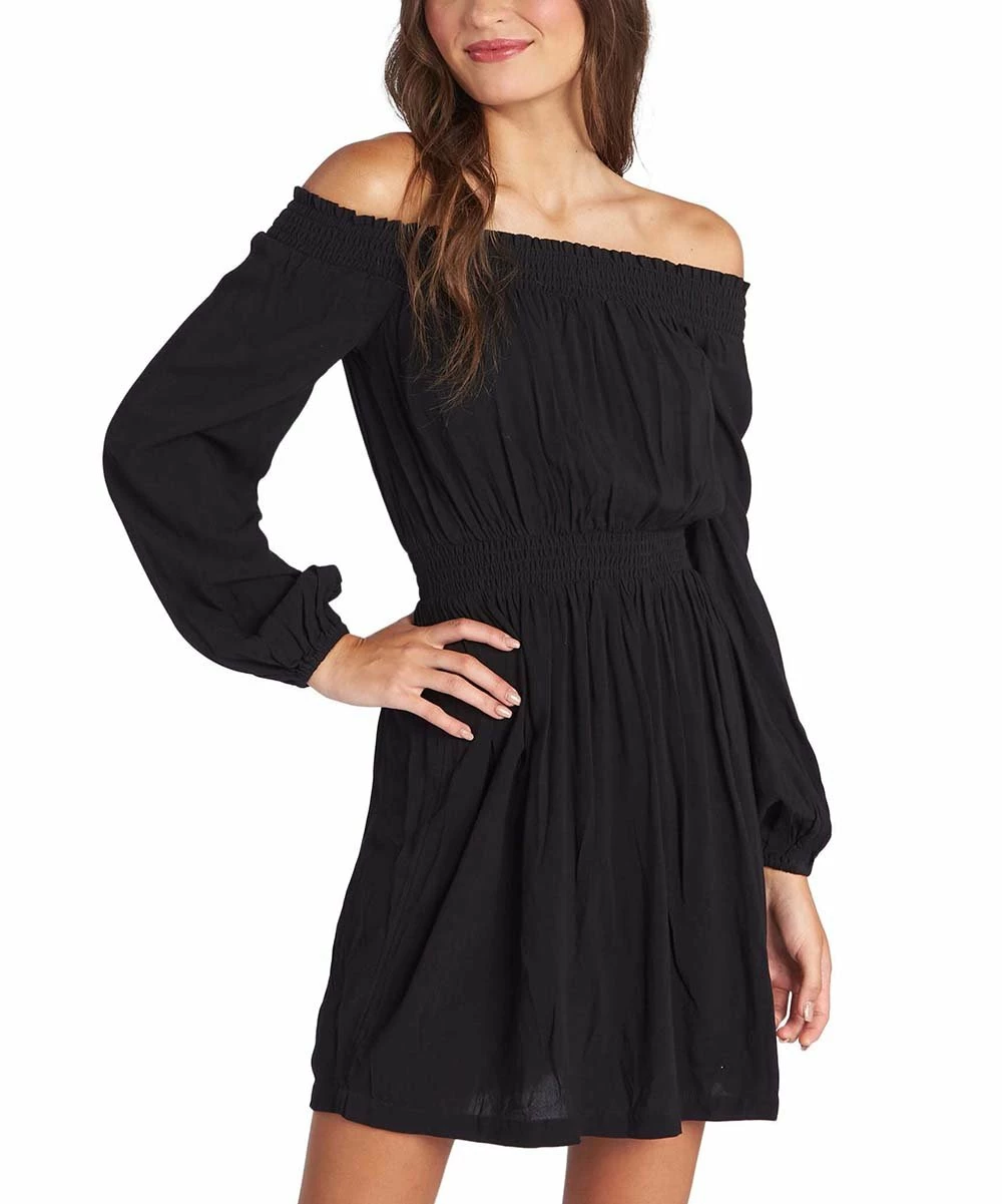 Discount 😀 Roxy Anthracite Dream Escape Smocked Off-Shoulder Mini 👗 Dress - Juniors ✨ 1 Discount 😀 Roxy Anthracite Dream Escape Smocked Off-Shoulder Mini 👗 Dress - Juniors ✨