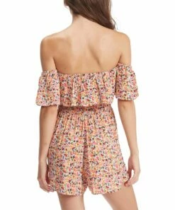 Best Pirce ✨ Roxy Pastel Rose Swept Up Another Day Off-Shoulder Romper - Juniors 🔔 -Hot Sale Roxy Shop zu108142889 alt 2 tm1664821113