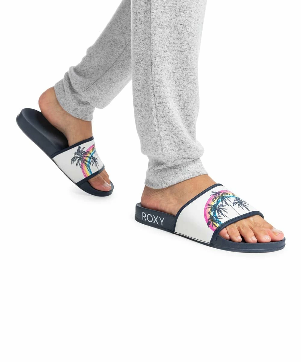 Outlet ๐งจ Roxy White & Indigo Palm Slide - ๐ฉ Women ๐ 1 Outlet ๐งจ Roxy White & Indigo Palm Slide - ๐ฉ Women ๐