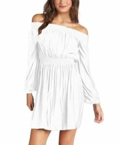 Top 10 โญ Roxy Snow White Dream Escape Smocked Off-Shoulder Mini ๐ Dress - Juniors โจ