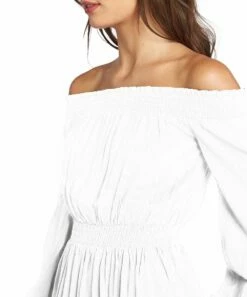 Top 10 ⭐ Roxy Snow White Dream Escape Smocked Off-Shoulder Mini 👗 Dress - Juniors ✨ -Hot Sale Roxy Shop zu108146160 alt 3 tm1661982107