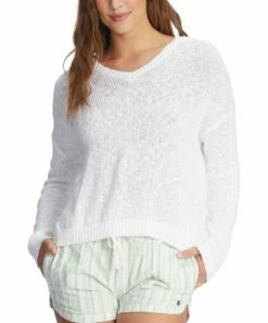 Budget 🎉 Roxy Bright White Sandy Bay Beach Hoodie - Juniors 🔥